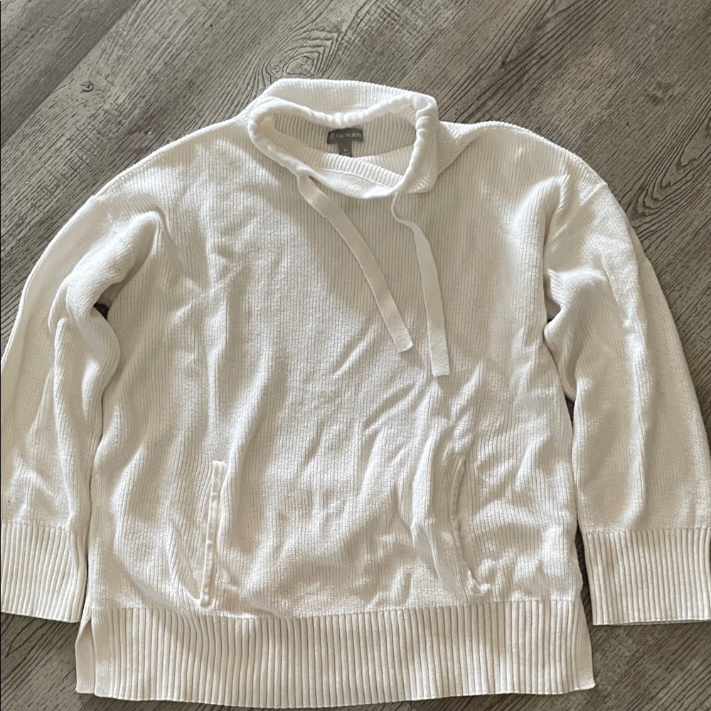 Talbots Elegant White Cowl Neck Sweater
